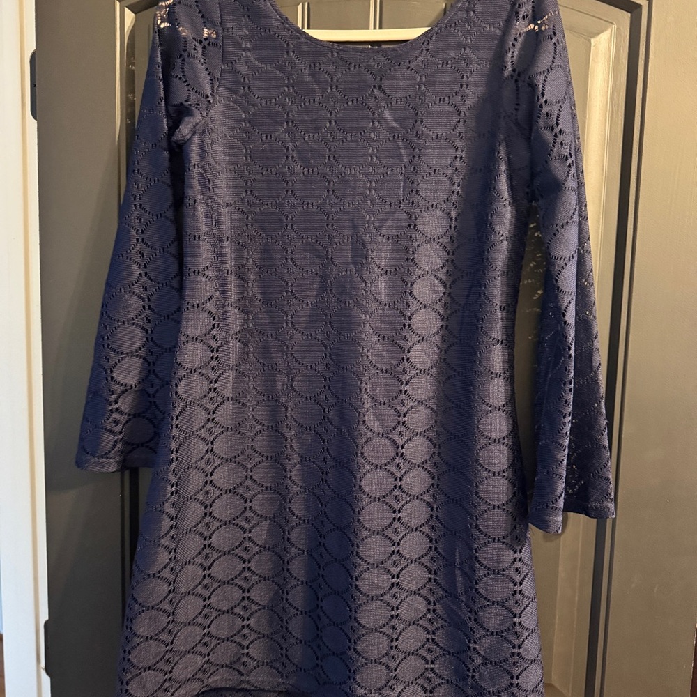 Elegant Navy Lace Dress